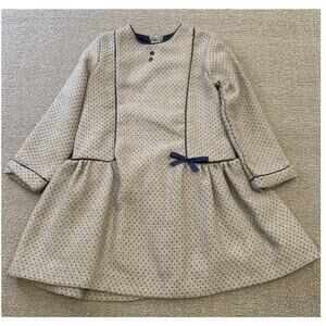 Martina Charlotte Girls 4Y Gray And Navy Drop Waist Dress